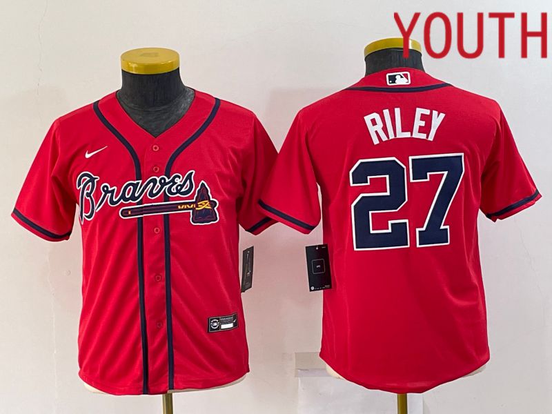 Youth Atlanta Braves 27 Riley Red Game 2022 Nike MLB Jerseys